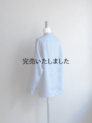 画像10: Still By Hand(スティルバイハンド) リネンWポケットバンドカラーシャツ ブルー