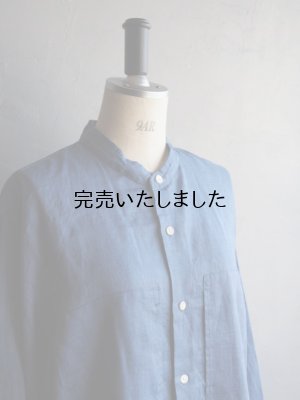 画像13: Still By Hand(スティルバイハンド) リネンWポケットバンドカラーシャツ ブルー