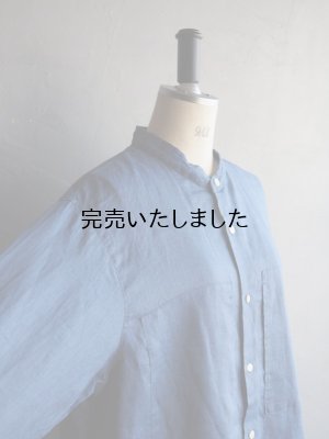 画像15: Still By Hand(スティルバイハンド) リネンWポケットバンドカラーシャツ ブルー