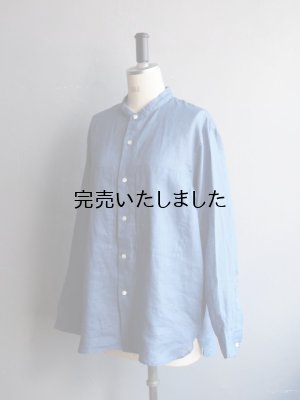 画像17: Still By Hand(スティルバイハンド) リネンWポケットバンドカラーシャツ ブルー