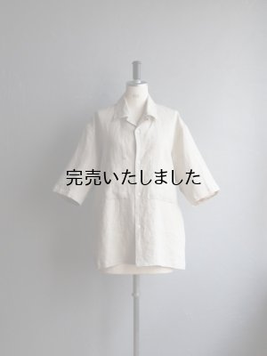 画像4: Still By Hand(スティルバイハンド) フレンチリネンWポケットオープンカラーシャツ ライトベージュ