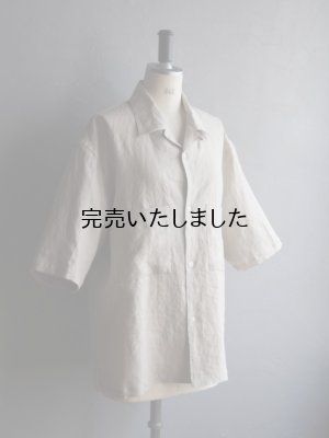 画像7: Still By Hand(スティルバイハンド) フレンチリネンWポケットオープンカラーシャツ ライトベージュ
