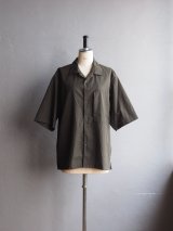 Still By Hand(スティルバイハンド) ナイロンオープンカラーシャツ ダークオリーブ