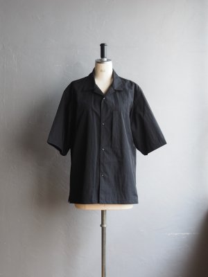 画像1: Still By Hand(スティルバイハンド) ナイロンオープンカラーシャツ インクブラック