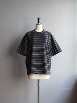 Still By Hand(スティルバイハンド) ボーダー天竺Tシャツ ブラック×ホワイト