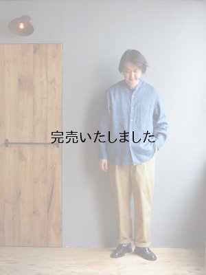 画像25: Still By Hand(スティルバイハンド) リネンWポケットバンドカラーシャツ ブルー