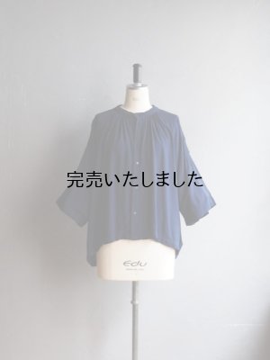 画像1: jujudhau(ズーズーダウ) GATHER SHIRTS-ギャザーシャツ-ネイビー