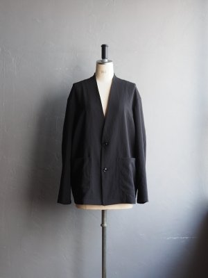 画像1: LAMOND(ラモンド) NO-COLLAR SHARI JACKET-ブラック