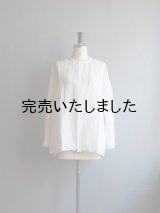 jujudhau(ズーズーダウ) STAND COLLAR SHIRTS-スタンドカラーシャツ-リネンコットンホワイト