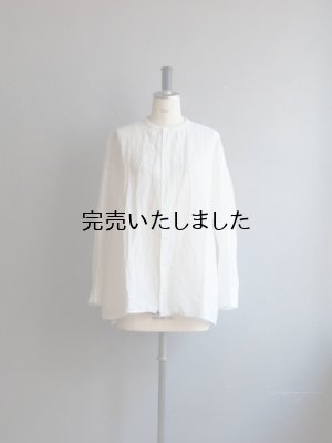 画像1: jujudhau(ズーズーダウ) STAND COLLAR SHIRTS-スタンドカラーシャツ-リネンコットンホワイト