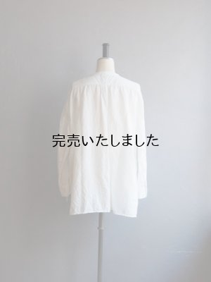 画像3: jujudhau(ズーズーダウ) STAND COLLAR SHIRTS-スタンドカラーシャツ-リネンコットンホワイト