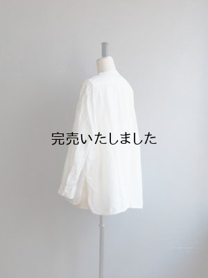 画像4: jujudhau(ズーズーダウ) STAND COLLAR SHIRTS-スタンドカラーシャツ-リネンコットンホワイト