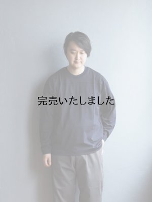 画像4: Still By Hand(スティルバイハンド) フットボールライクロングスリーブTシャツ ブラックネイビー