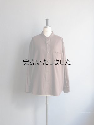 画像4: Still By Hand(スティルバイハンド) コットンシルクツイルバンドカラーシャツ ブラウン