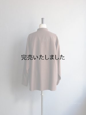画像6: Still By Hand(スティルバイハンド) コットンシルクツイルバンドカラーシャツ ブラウン