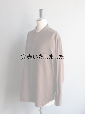画像15: Still By Hand(スティルバイハンド) コットンシルクツイルバンドカラーシャツ ブラウン