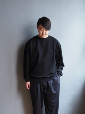 画像1: LAMOND(ラモンド)SILKY CREW NECK PULLOVER -ブラック