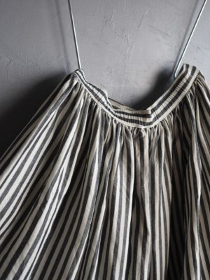 画像7: jujudhau(ズーズーダウ) GATHER SKIRT-ギャザースカート- ウールコットンストライプ