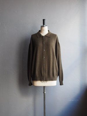 画像4: Still By Hand(スティルバイハンド) ウールモヘアポロカラーカーディガン オリーブ