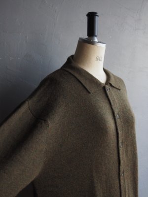 画像12: Still By Hand(スティルバイハンド) ウールモヘアポロカラーカーディガン オリーブ