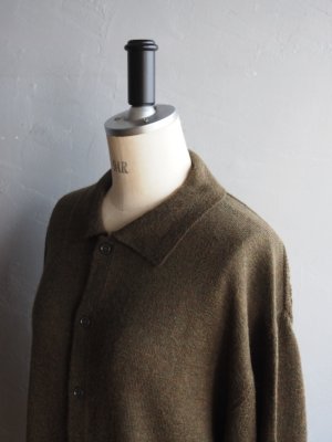 画像14: Still By Hand(スティルバイハンド) ウールモヘアポロカラーカーディガン オリーブ