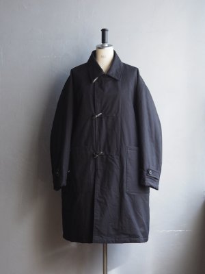 画像1: Still By Hand(スティルバイハンド)パラフィンコットンパデットダッフルコート ブラック