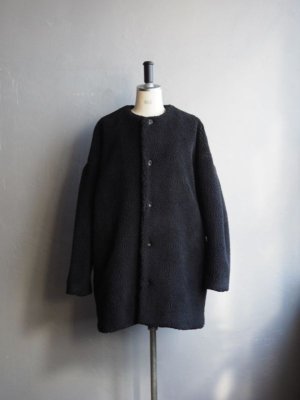 画像1: HONNETE(オネット) Boa Oversized No Collar Jacket-ブラック