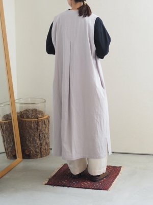 画像3: pub(ピューブ) コットンリネンウェーブ ノースリーブワンピース ライトグレー