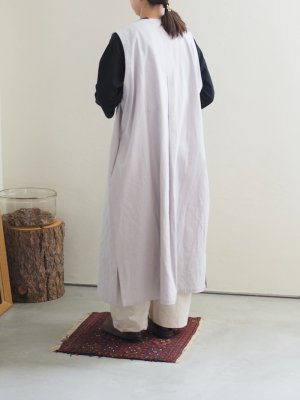画像2: pub(ピューブ) コットンリネンウェーブ ノースリーブワンピース ライトグレー