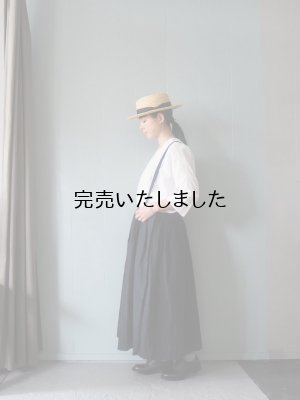 画像2: pub(ピューブ) ウールリネン ダブルツイル サスペンダースカート ブラック