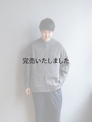 画像4: Still By Hand(スティルバイハンド) オーガニックコットンチェックバンドカラーシャツ インクブラック