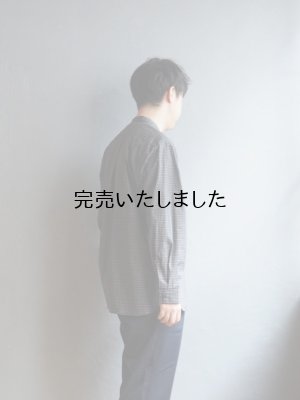 画像5: Still By Hand(スティルバイハンド) オーガニックコットンチェックバンドカラーシャツ インクブラック