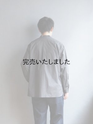 画像6: Still By Hand(スティルバイハンド) オーガニックコットンチェックバンドカラーシャツ インクブラック