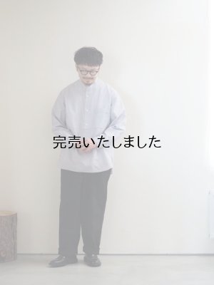 画像16: Still By Hand(スティルバイハンド) コットンラミー プルオーバー バンドカラーシャツ グレーストライプ