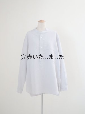 画像4: Still By Hand(スティルバイハンド) コットンラミー プルオーバー バンドカラーシャツ グレーストライプ