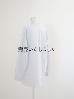 画像6: Still By Hand(スティルバイハンド) コットンラミー プルオーバー バンドカラーシャツ グレーストライプ