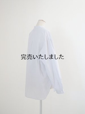 画像7: Still By Hand(スティルバイハンド) コットンラミー プルオーバー バンドカラーシャツ グレーストライプ