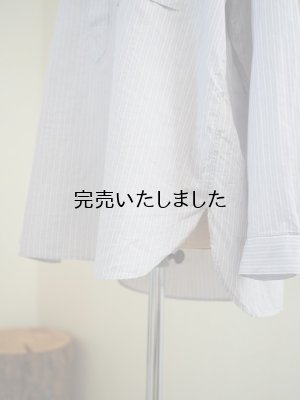 画像11: Still By Hand(スティルバイハンド) コットンラミー プルオーバー バンドカラーシャツ グレーストライプ