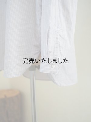 画像12: Still By Hand(スティルバイハンド) コットンラミー プルオーバー バンドカラーシャツ グレーストライプ