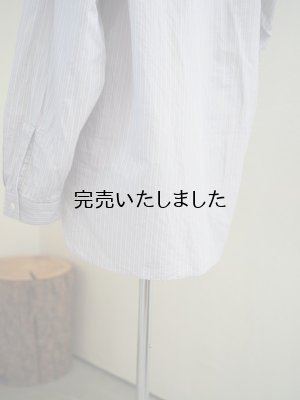 画像14: Still By Hand(スティルバイハンド) コットンラミー プルオーバー バンドカラーシャツ グレーストライプ