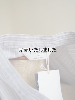画像15: Still By Hand(スティルバイハンド) コットンラミー プルオーバー バンドカラーシャツ グレーストライプ