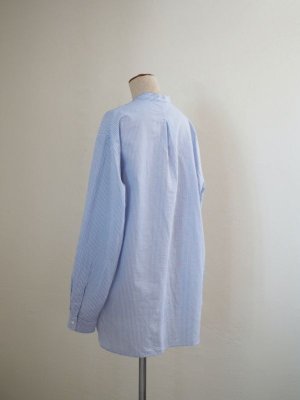 画像6: Still By Hand(スティルバイハンド) コットンラミー プルオーバー バンドカラーシャツ ブルーストライプ