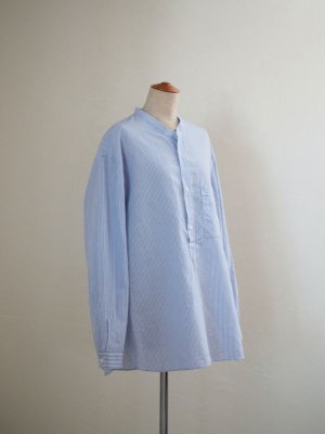 画像8: Still By Hand(スティルバイハンド) コットンラミー プルオーバー バンドカラーシャツ ブルーストライプ