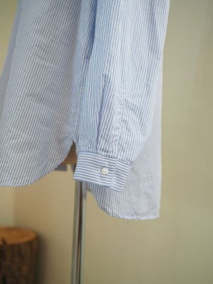 画像12: Still By Hand(スティルバイハンド) コットンラミー プルオーバー バンドカラーシャツ ブルーストライプ