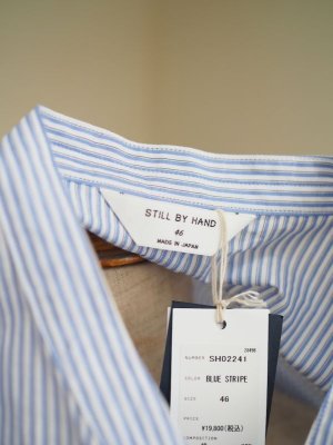 画像15: Still By Hand(スティルバイハンド) コットンラミー プルオーバー バンドカラーシャツ ブルーストライプ