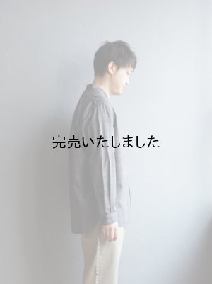 画像2: Still By Hand(スティルバイハンド) バンドカラーチェックシャツ チャコールチェック