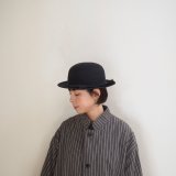 Sashiki(サシキ) Bowler Hat with Horse Hair Band-ウールブラックミックス-