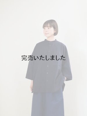画像1: Yarmo(ヤーモ) Oversized Half Sleeve Shirt-オーバーサイズハーフスリーブシャツ-ブラック
