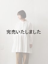 Yarmo(ヤーモ) Gathered Tunic Shirts-ギャザーチュニックシャツ-ホワイト