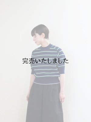 画像1: ASEEDONCLOUD(アシードンクラウド) Jiyusou border lace knit ネイビー